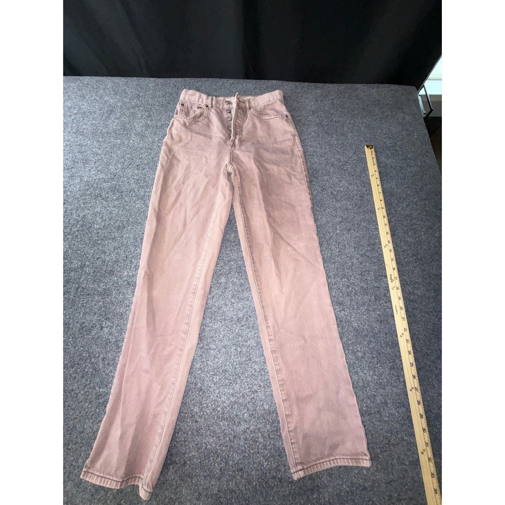 PacSun High Waisted Button Fly Straight Leg Jeans Dusty Rose Mauve Size 26
